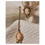 14K Gold Victorian Cameo Ring and Pendant Necklace