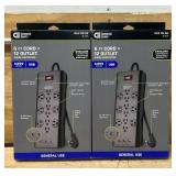 Commercial Electric 6 FT Cord + 12 Outlet Surge Protector lot of 2