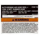KLUTCH AUTO-REWIND AIR HOSE REEL + ITEM# 73429 1/2IN. X 50FT. RUBBER HOSE #73429