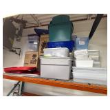 Collection of Assorted Plastic Storage Bins, Organizers, and Lids