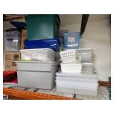 Collection of Assorted Plastic Storage Bins, Organizers, and Lids