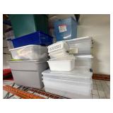 Collection of Assorted Plastic Storage Bins, Organizers, and Lids