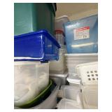Collection of Assorted Plastic Storage Bins, Organizers, and Lids