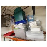 Collection of Assorted Plastic Storage Bins, Organizers, and Lids