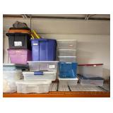 Collection of Assorted Plastic Storage Totes and Bins