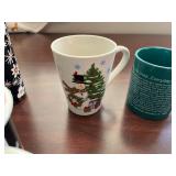 Collection of 7 Assorted Holiday and Novelty Mugs with Bottle