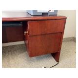 Wood Office Desk with Locking Storage and Keyboard Tray, 60x22x30 in