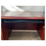 Wood Office Desk with Locking Storage and Keyboard Tray, 60x22x30 in