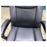 Black Faux Leather Swivel Office Chair with Armrests