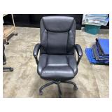 Black Faux Leather Office Chair with Adjustable Armrests and Casters