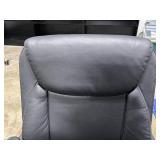 Black Faux Leather Office Chair with Adjustable Armrests and Casters