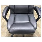 Black Faux Leather Office Chair with Adjustable Armrests and Casters