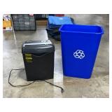 Amazon Basics Paper Shredder and Blue Recycling Bin