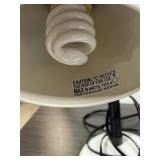 Dark Wood Office Table & Adjustable White Desk Lamp with Flexible Neck