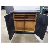 Black Wood Storage Cabinet with Adjustable Shelves 31x15x37 Inches