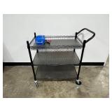 3-Shelf Metal Utility Cart with Assorted Hand Tools and Markers