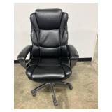 Black Leather Executive Office Chair with Armrests
