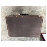 Framed Multnomah Falls Oregon Print, Large Black Frame, and Vintage Suitcase