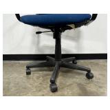 Blue Fabric Office Chair with Armrests and Casters