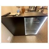 Black Retail Counter with Glass Display Case and Storage, 48x22x42 in - contents not inc