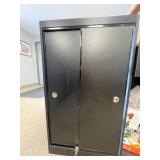 Black Retail Counter with Glass Display Case and Storage, 48x22x42 in - contents not inc