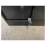 Black Retail Counter with Glass Display Case and Storage, 48x22x42 in - contents not inc