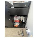 Black Retail Counter with Glass Display Case and Storage, 48x22x42 in - contents not inc