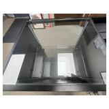 Black Retail Counter with Glass Display Case and Storage, 48x22x42 in - contents not inc