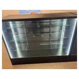 48" Black Glass Display Showcase Cabinet with LED Lighting and Locking Storage
