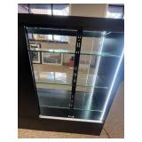 48" Black Glass Display Showcase Cabinet with LED Lighting and Locking Storage