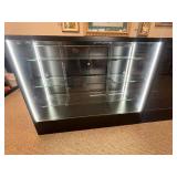 48" Black Glass Display Showcase Cabinet with LED Lighting and Locking Storage