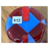 Set of 4 Signed Art Glass Vessels and Bowls with Iridescent and Checkered Designs