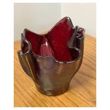 Set of 4 Signed Art Glass Vessels and Bowls with Iridescent and Checkered Designs