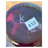 Set of 4 Signed Art Glass Vessels and Bowls with Iridescent and Checkered Designs