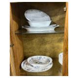 Large China Cabinet with Noritake and Everstone China Incomplete Dish Sets