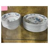 Large China Cabinet with Noritake and Everstone China Incomplete Dish Sets