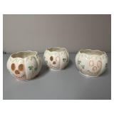 Set of 3 Belleek Ireland Porcelain Pumpkin Tealight Holders