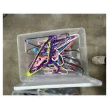 Lot of Assorted Plastic and Wire Hangers in Storage Totes