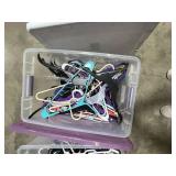 Lot of Assorted Plastic and Wire Hangers in Storage Totes