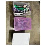 Lot of Assorted Plastic and Wire Hangers in Storage Totes