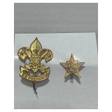 2 Vintage Boy Scouts Eagle Scout Brass Gold tone Pins