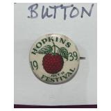 1939 Hopkins MN Raspberry Festival Pinback Button