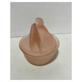 Frosted Glass Pink 6" Hen on Nest