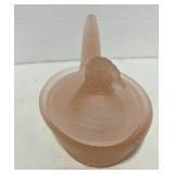 Frosted Glass Pink 6" Hen on Nest
