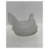 Vintage Westmoreland Frosted Glass 8" Hen on Nest