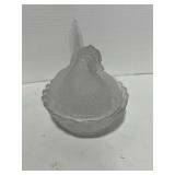 Vintage Westmoreland Frosted Glass 8" Hen on Nest