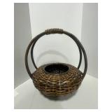 Vintage Japanese Bamboo Ikebana Basket for Arranging Flowers