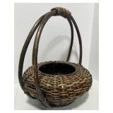Vintage Japanese Bamboo Ikebana Basket for Arranging Flowers