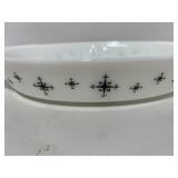 Vintage Pyrex Black Star Atomic Compass Divided Casserole Dish 1 1/2Qt