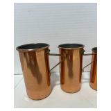 Vintage Set of 4 Copper Measuring Cups w Brass Handles